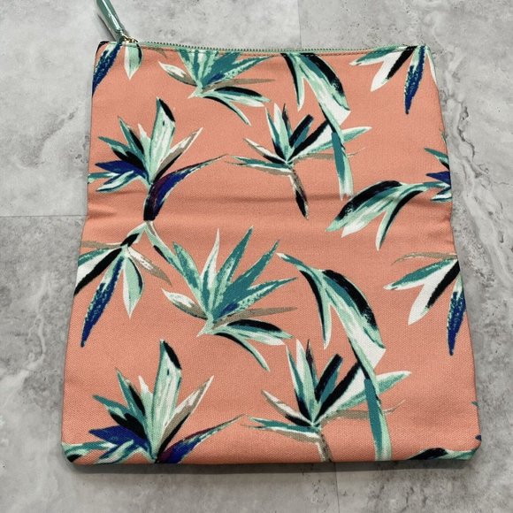 Rachel Pally Reversible Foldable Clutch Bag Paradise Print NWOT12X10 Aqua‎ Pink - Picture 2 of 5